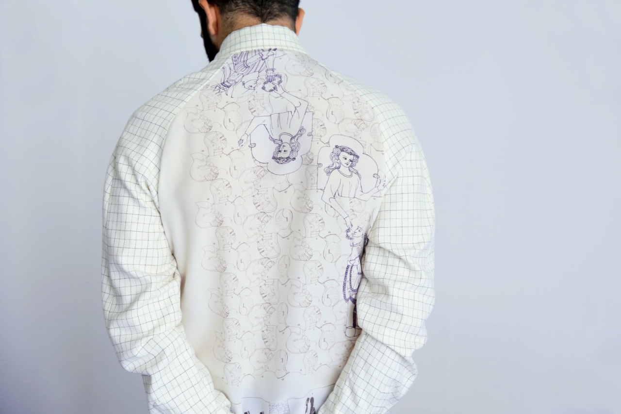 Chemise en soie imprimée Armure, dessin Anne Touquet et coton de fin de série, série limitée / 2014