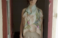 Top, silk from vintage scarf, unique piece / 2006