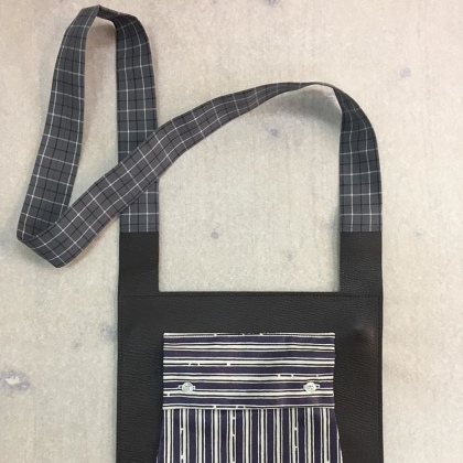 Bag, leather leftovers from fashion houses and cotton from sample of fabric producer, unique piece / 2018