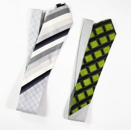 Cravate en soie de cravate vintage et coton de chemise vintage, pièce unique / 2013