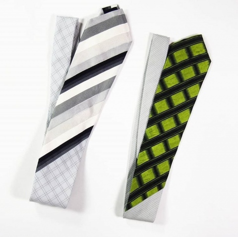 Cravate en soie de cravate vintage et coton de chemise vintage, pièce unique / 2013